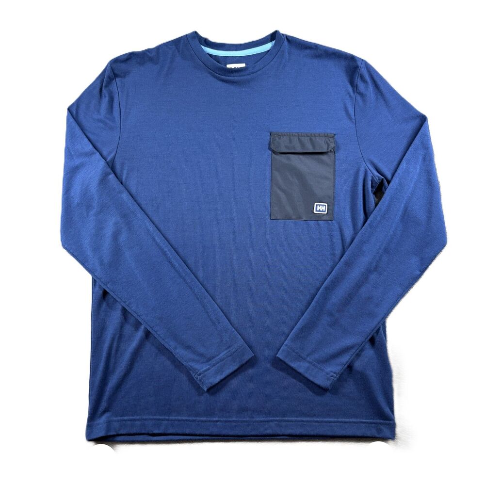 Helly Hansen Men Lomma Long Sleeve Camping Hiking Quick Dry Outdoor Blue Sm P195